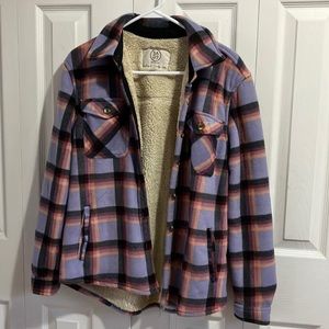 Fleece lined plaid coat